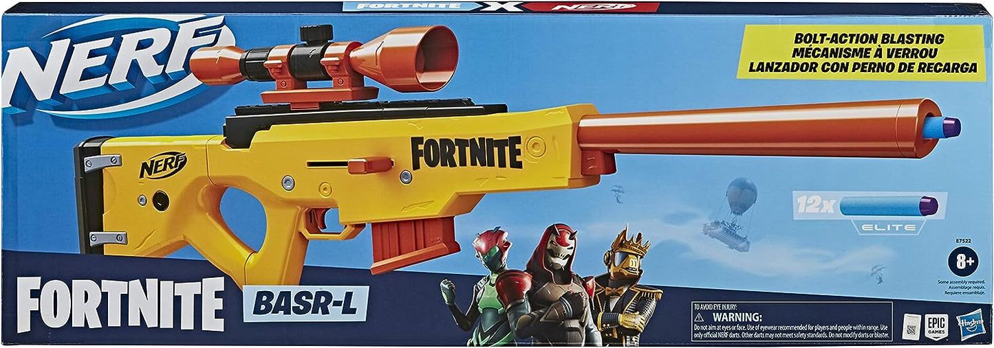 NERF Fortnite BASR-L Bolt Action - Includes Removable Scope, 6-Dart Clip and 12 Official Elite Darts