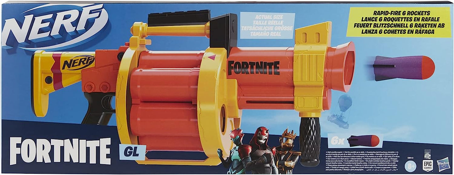 NERF Fortnite GL Rocket Firing Blaster - Includes 6 Official Rockets