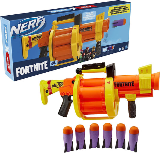 NERF Fortnite GL Rocket Firing Blaster - Includes 6 Official Rockets