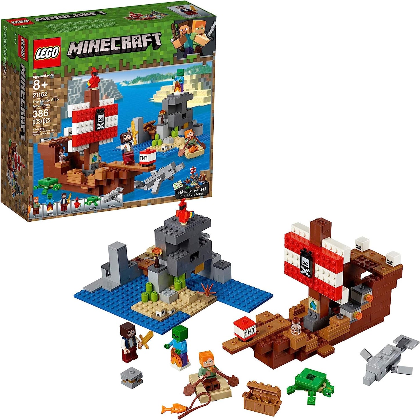 LEGO 21152 Minecraft The Pirate Ship Adventure 386 Pieces (Discontinued)