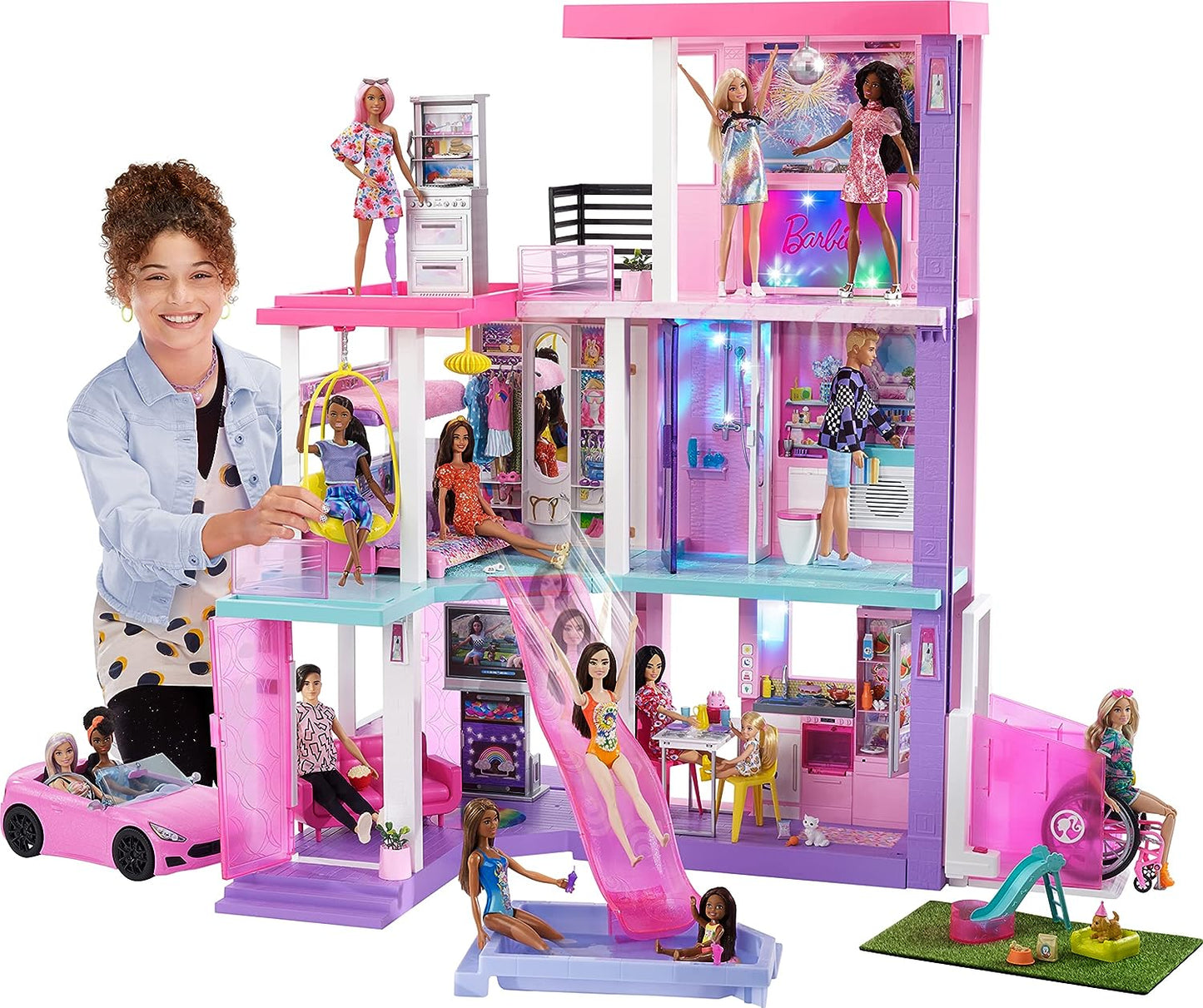 Barbie Deluxe Special Edition 60th DreamHouse Playset with 2 Dolls, Car & 100+ Pieces